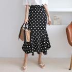Band-waist Polka-dotted Mermaid Skirt