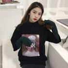 Mock Two-piece Long-sleeve Printed T-shirt
