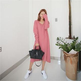 Drop-shoulder Long Dress