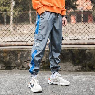 High-waist Two Tone Cargo Straight-cut Pants