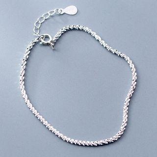 925 Sterling Silver Glitter Bracelet Silver - One Size