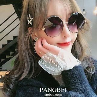 Floral Round Metal Frame Sunglasses