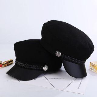 Knit Military Cap E-202 - Black - One Size