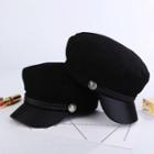 Knit Military Cap E-202 - Black - One Size