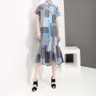 Short-sleeve Print Ruffled Dress As Shown In Figure - One Size