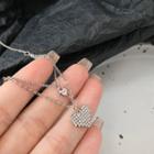 Heart Rhinestone Pendant Layered Alloy Necklace 01# - Silver - One Size