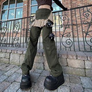 Mock Two Piece Overlay Pants