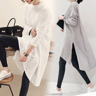 Long-sleeve Slit T-shirt Dress
