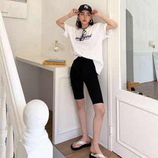 Button-front Biker Shorts