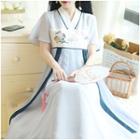 Traditional Chinese Short-sleeve Midi A-line Dress