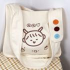 Print Canvas Tote Bag With Badge - Off-white - One Size