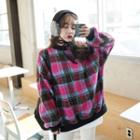 Plaid Faux-shearling Pullover