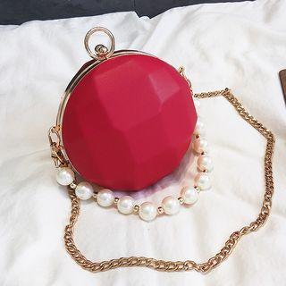 Faux Pearl Strap Round Clutch