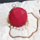 Faux Pearl Strap Round Clutch