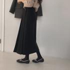Box-pleat Woolen Long Skirt