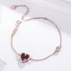 Rhinestone Heart Bracelet Rose Gold - One Size