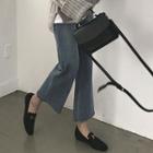 Cropped Washed Wide-leg Jeans