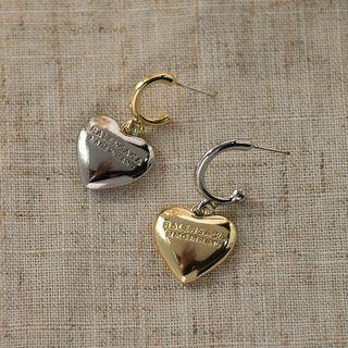 Heart Asymmetrical Dangle Earring 1 Pair - B-157 - Gold & Silver - One Size