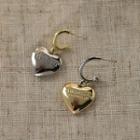 Heart Asymmetrical Dangle Earring 1 Pair - B-157 - Gold & Silver - One Size