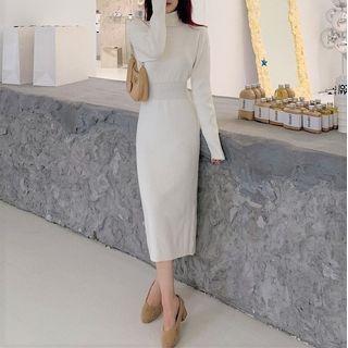Turtleneck Midi Bodycon Sweater Dress