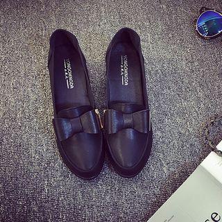 Bow Hidden Wedge Loafers