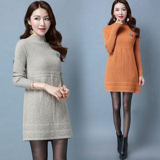 Pompom-detail Jacquard Sweater Dress