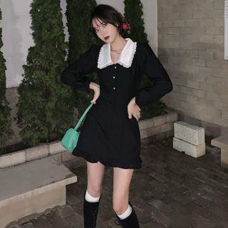 Long-sleeve Peter-pan Collar Slim-fit Dress