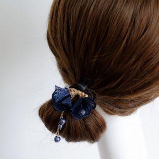 Faux Pearl Fabric Flower Hair Tie