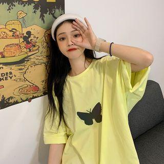 Printed Butterfly Short-sleeved Top