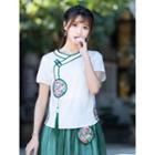 Traditional Chinese Short-sleeve Embroidered Shirt