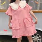 Ruffled Peter Pan Short-sleeve Mini A-line Dress