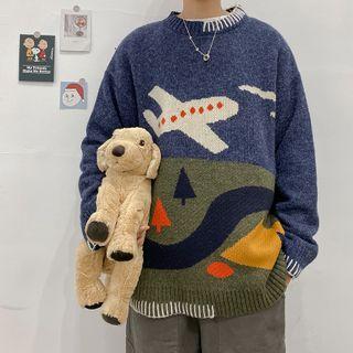 Airplane Print Sweater