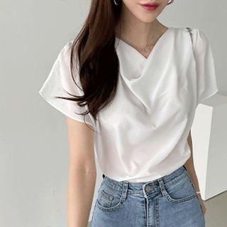 Drape-neck Chiffon Blouse