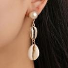 Faux Pearl Shell Alloy Dangle Earring 1 Pair - 02 - Silver - One Size