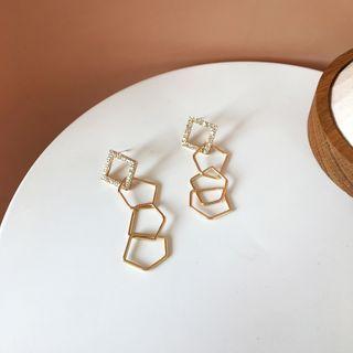 Geometric Drop Sterling Stud Ear Stud 1 Pair - Geometric Drop Sterling Stud Ear Stud - Gold - One Size