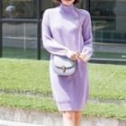 High Neck Long-sleeve Knitted Dress