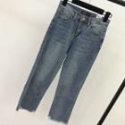 Washed Fray Hem Jeans
