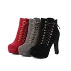 High Heel Side Lace-up Ankle Boots