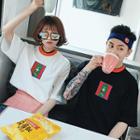 Couple Matching Embroidered Elbow-sleeve T-shirt