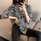 Long Sleeve Zebra Print Chiffon Shirt