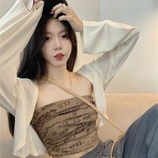 Lettering Tueb Top / Crop Cardigan