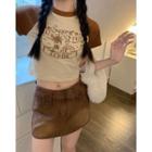 Short-sleeve Print Cropped Raglan T-shirt