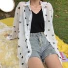 All Over Heart Sheer Shirt White - One Size