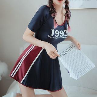 Short-sleeve Numbering Swim Dress