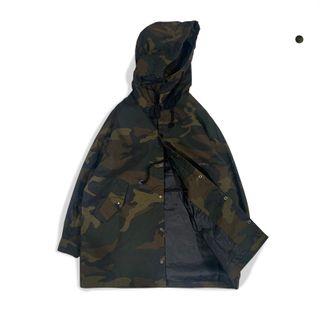 Camo Snap Button Hooded Jacket Army Green - One Size