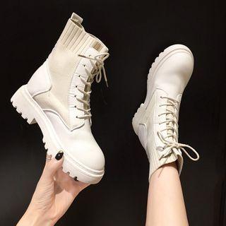 Hidden-wedge Lace-up Short Boots
