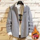 Fleece-lined Striped Long-sleeve Shirt