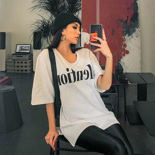 Mention Printed U-neck T-shirt