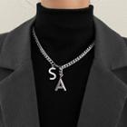 Alphabet Pendant Stainless Steel Necklace Silver - One Size