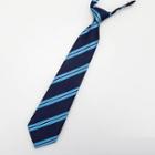 Striped No Tie Neck Tie Dark Blue - One Size
